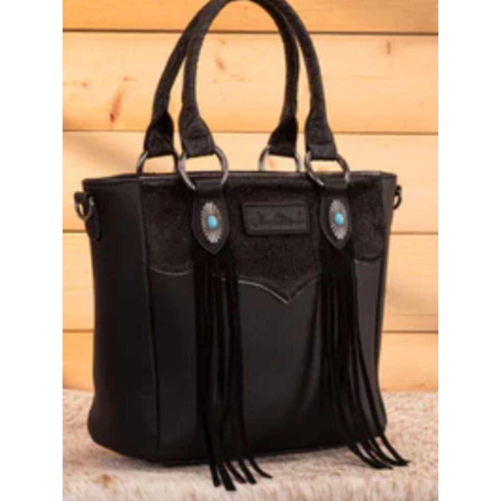 Montana West Cowhide Concealed Carry Tote, Black NWT