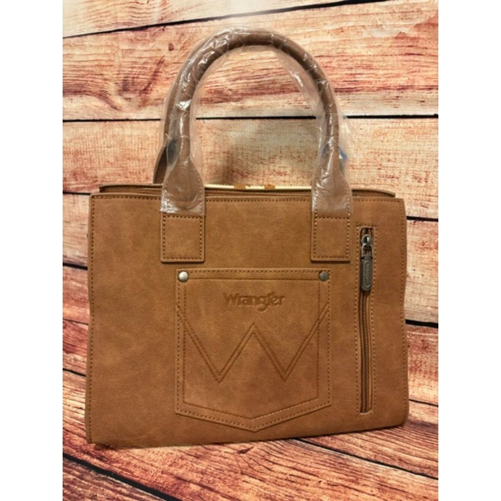 Wrangler Tooled Aztec Tote Crossbody Purse, Brown NWT