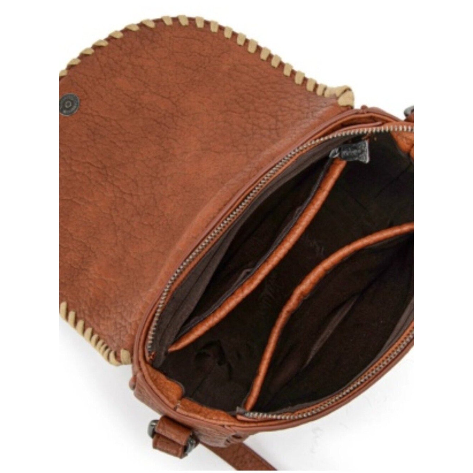 Trinity Ranch Western Hair on Hide Cowhide Saddle Crossbody Purse Brown NWT