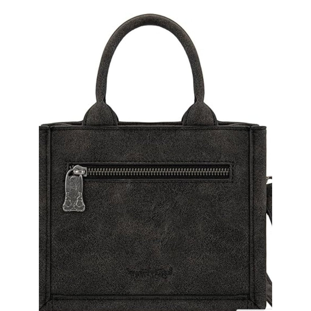 Trinity Ranch Cowhide Western Mini Tote Crossbody Bag, Black NWT