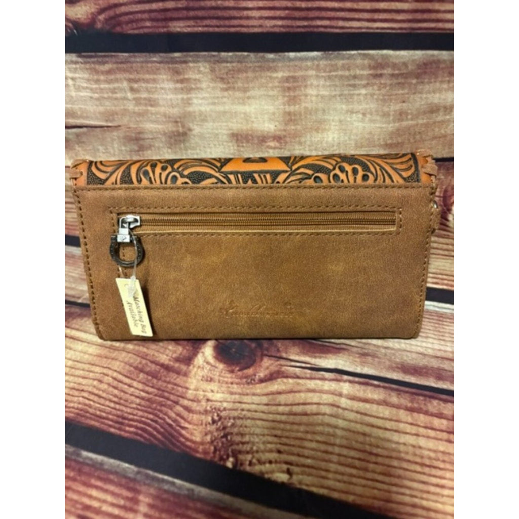 Montana West Brown Tooled Aztec Wallet Wristlet Western Organizer NWT