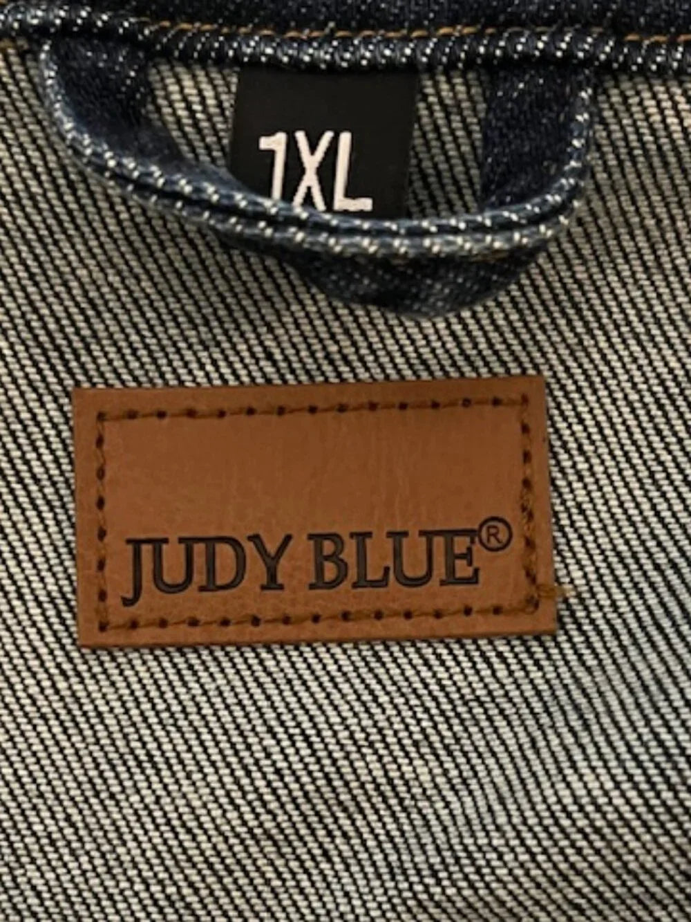 JUDY BLUE "Tied Together" Mid Length Utility Jean Jacket 1XL