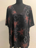 Lucky & Blessed Aztec Print Tunic Top XL Black Rust NWT