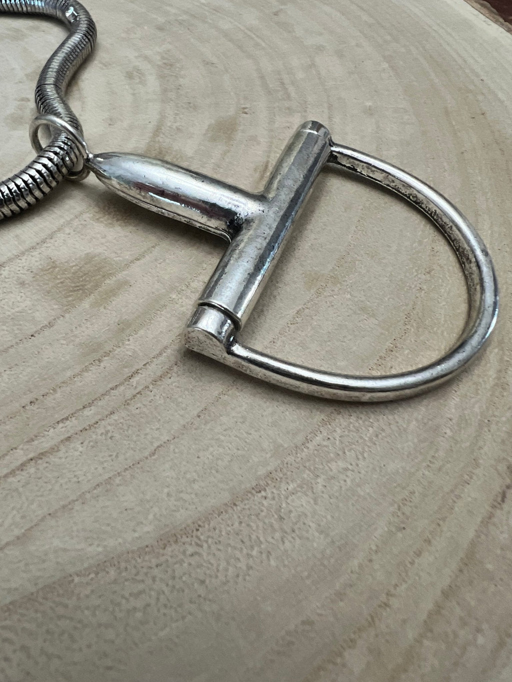 Western Silver Horse Bit Statement Necklace Rhinestone Chain