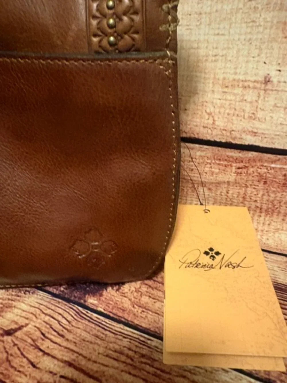 PATRICIA NASH Beaumont Crossbody Purse Tooled Leather in Cognac