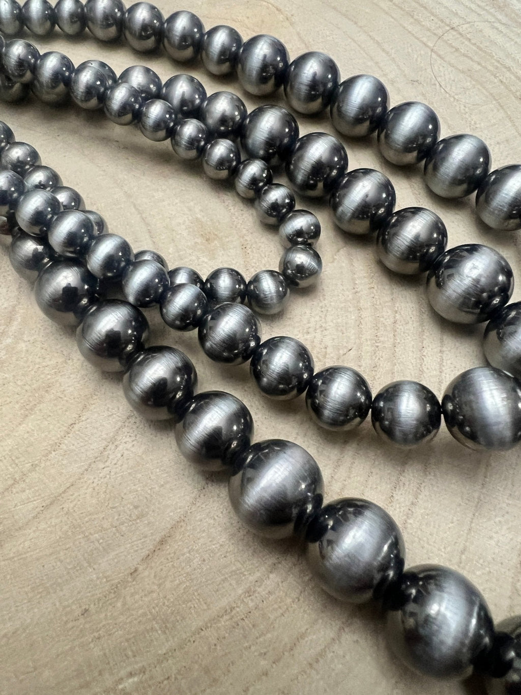 Western triple-Strand Faux Sterling Pearl Necklace 24", 28" & 35"