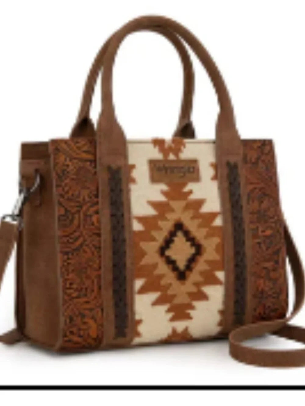 Montana West Women's Wrangler Tooled Aztec Tote Purse-Brown
