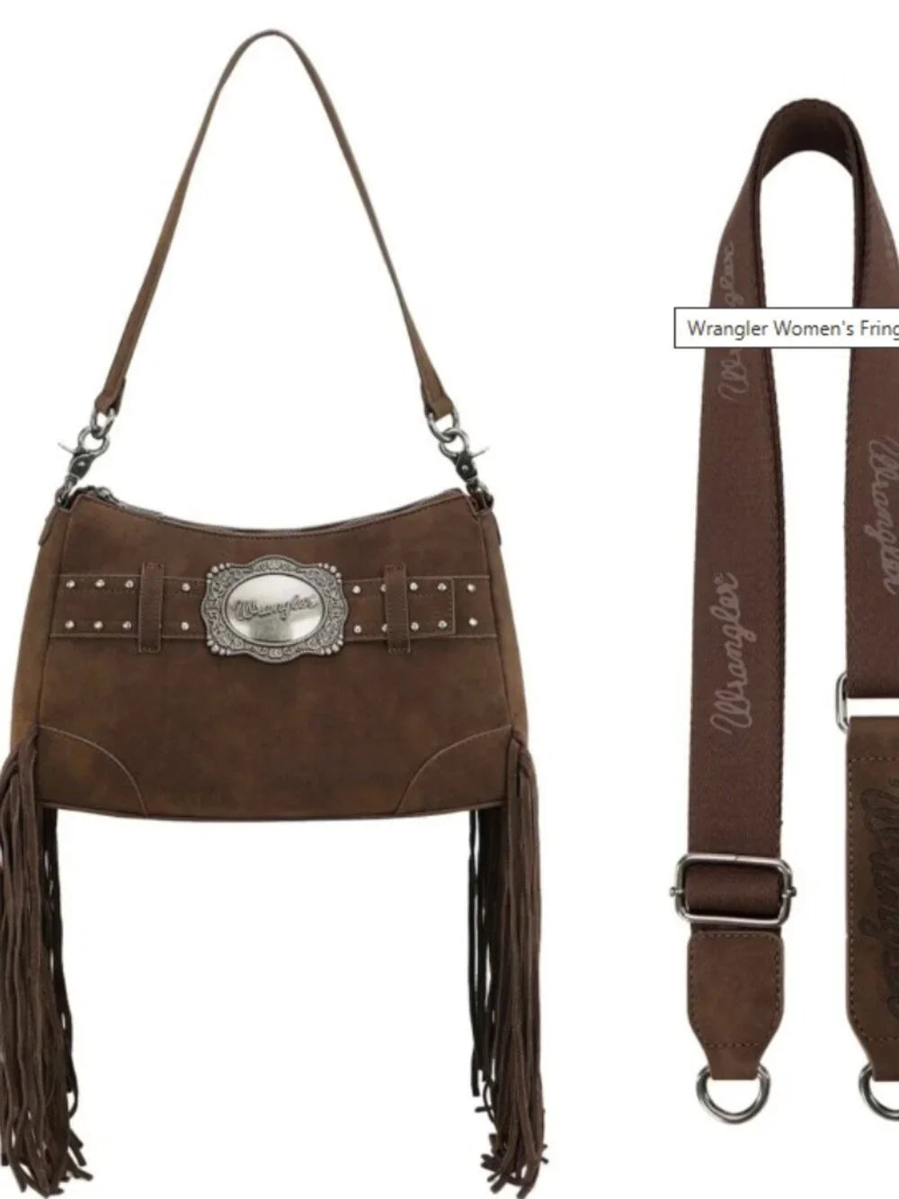 Wrangler Fringe Buckle Hobo Bag/Crossbody Bag Brown NWT